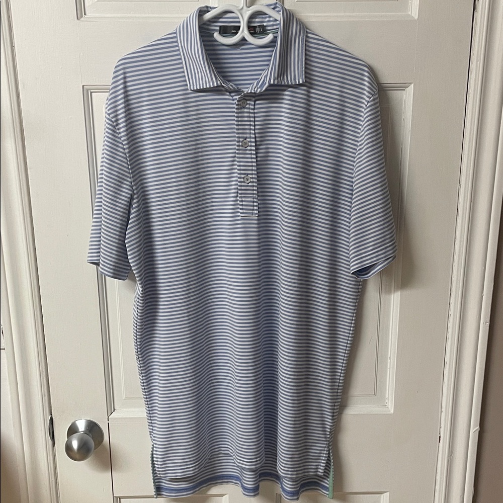RLX Ralph Lauren Light Blue and White Striped Polo Shirt